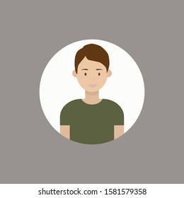 Image of the head and torso of a young man in a flat style. Vector illustration .