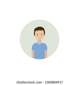 Image of the head and torso of a young man in a flat style. Vector illustration .