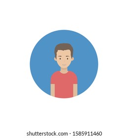 Image of the head and torso of a young man in a flat style. Vector illustration .