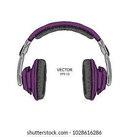 The image of the headphones. Vector illustration.