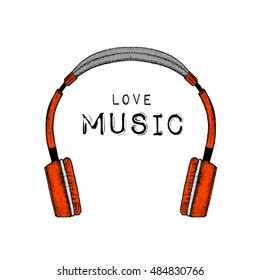 The image of the headphones. Vector illustration.