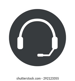 Image of headset in black circle, isolated on white