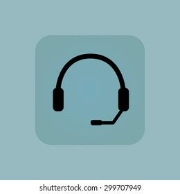 Image of headset in square, on pale blue background