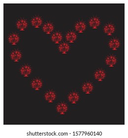 The image of the heart. Background for designers.  Design for fashion clothes. Vector and illustration with firework. Elements for logos. Image for holidays. 