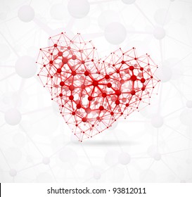 Image of the heart, consisting of molecular structure. Eps 10