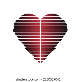 
Image of a heart made up of red and black gradient stripes For valentine's day