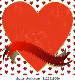 Image of heart on a hearts background in the form of square tiles (vector eps 10)