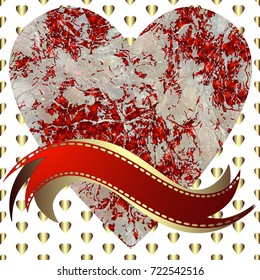 Image of heart on a hearts background in the form of square tiles (vector eps 10)