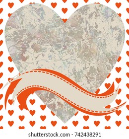 Image of heart on a hearts background in the form of square tiles (vector eps 10)