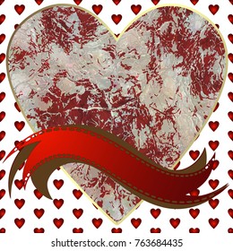 Image of heart on a hearts background in the form of square tiles (vector eps 10)
