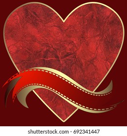 Image of heart on a red background in the form of square tiles (vector eps 10)
