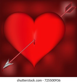 Image of heart pierced with arrows with drops of blood