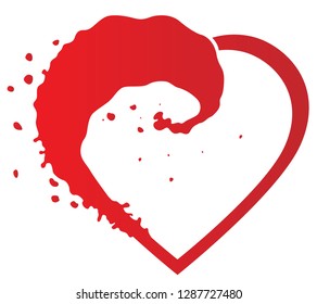 an image of a heart of red color of an unusual shape, vector isolated on white background