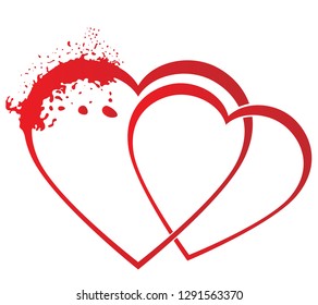 an image of a heart of red color of an unusual shape, vector isolated on white background