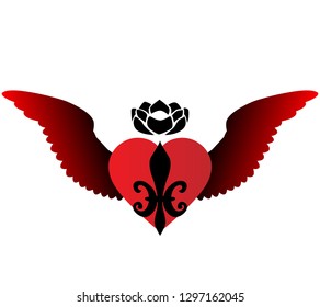 an image of a heart of red color of an unusual shape, vector isolated on white background