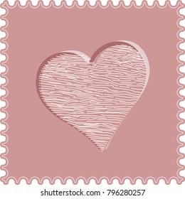 An image with a heart in strokes on a dark pink background