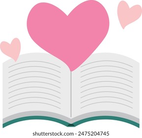 Image of a heart symbol popping out of a book