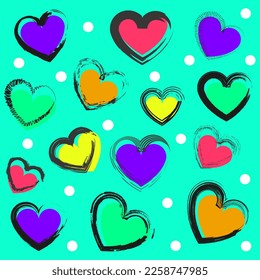 Herzensbild. Nahtloses Muster. Verschiedene schöne Herzen. Valentinstag