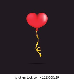 Image of a helium balloon with a heart shape. Romantic vector.