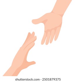 Image of a helping hand. Illustration of hands reaching for each other