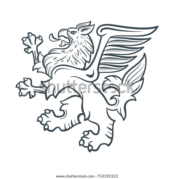 紋章グリフィンの画像 ランページ グリフォン 詳細なイラスト のベクター画像素材 ロイヤリティフリー