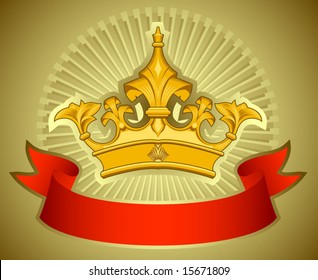 The image of a heraldic mark as a crown and ribbon