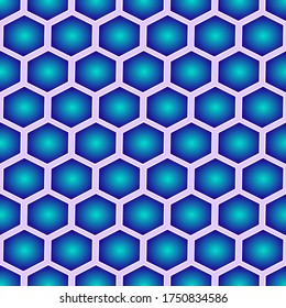la imagen de un hexágono con un gradiente de colores azules, patrón de fondo sin fisuras