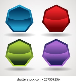 An image of a hexygon button icon set.