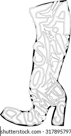 The image of high boot with letters