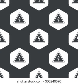 Image of high voltage sign in hexagon, repeated on black