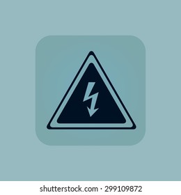 Image of high voltage sign in square, on pale blue background