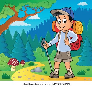 Imagen con tema masculino de hiker 2 - ilustración vectorial eps10.
