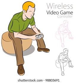An image of a holding a wireless video game controller.