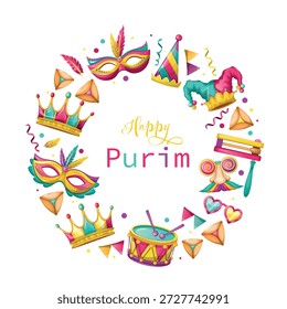 Imagen para las vacaciones de Purim. Dibujado a mano. Ilustración vectorial.