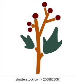 Image of a holly holly branch with red berries and green leaves