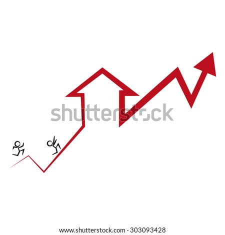 An image of home buyers trying to catch up with the rise of home prices and interest rates.