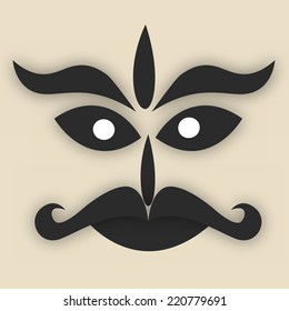 Image of horeble Ravan face with anger on light yellow background.