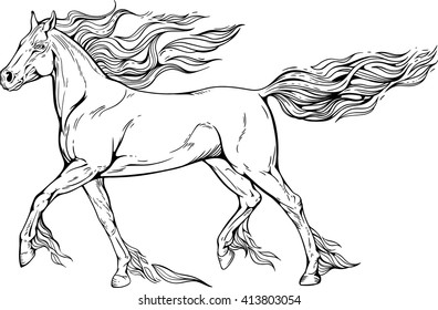 Image of a horse with mane and tail of flames of fire.