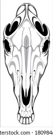 Image of a horse skull that can be used for printing on T-shirts, as a logo or for tattoos.