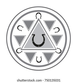 Image of a horseshoe. Retro image. Print for the designer. Gift card, badge. The avatar element for the player. A business card for the holiday.