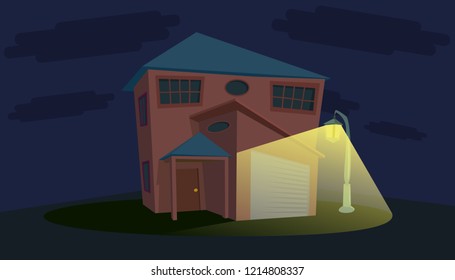 Image of a house against the backdrop of a summer day night landscape.EPS10.