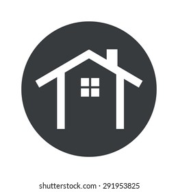 Image of house contour in black circle, isolated on white