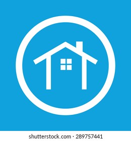 Image of house contour in circle, isolated on blue