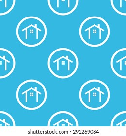 Image of house contour in circle, repeated on blue background
