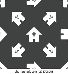 Image of house with cross on it, repeated on grey background