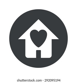 Image of house with heart in black circle, isolated on white