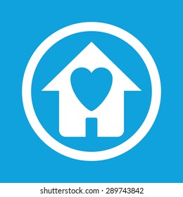 Image of house with heart in circle, isolated on blue