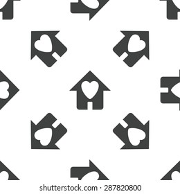 Image of house with heart, repeated on white background