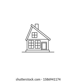 The image of the house in a linear style. Vector illustration isolated on a white background.