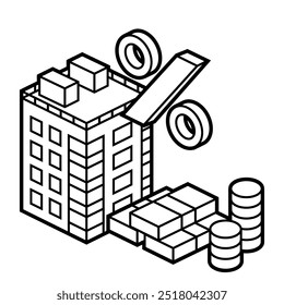 Image of house and money. Real estate illustration in isometry style.